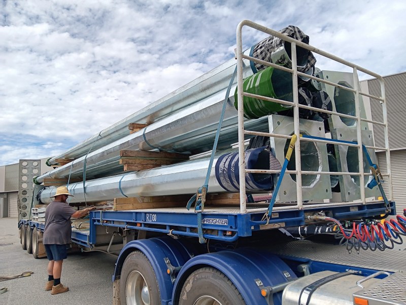 Heavy-duty lightning protection masts on truck